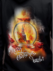 Толстовка мужская худи с новогодним принтом Merry Christmas - 01-santa