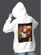 Толстовка жіноча худі з новорічним принтом Bodybuilder Santa (Бодібілдер Санта) - 2101