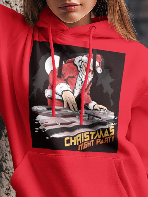 Толстовка жіноча худі з новорічним принтом Christmas night party (Різдвяна вечірка) - 2102