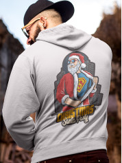 Толстовка мужская худи с новогодним принтом Christmas Santa Party (Рождественская Вечеринка у Санты) - 2103