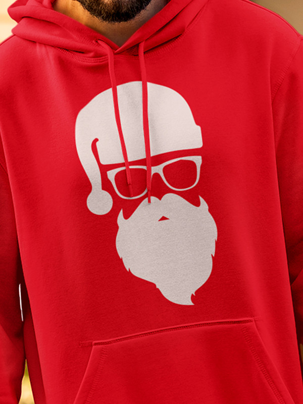Толстовка мужская худи с новогодним принтом Hipster Santa (Хипстер Санта) - 2105