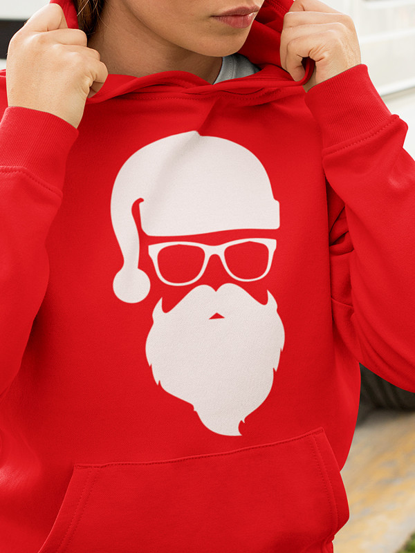 Толстовка жіноча худі з новорічним принтом Hipster Santa (Хіпстер Санта) - 2105