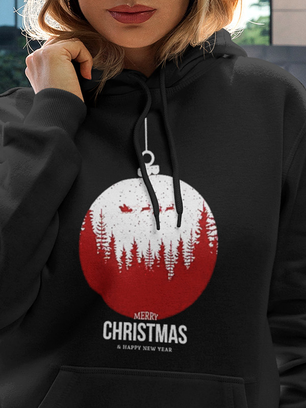 Толстовка жіноча худі з новорічним принтом Merry Christmas 2021 (Щасливого Різдва) - 2106