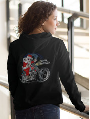 Толстовка жіноча худі з новорічним принтом Santa biker (Санта байкер) - 2110