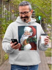 Толстовка мужская худи с новогодним принтом Santa Claus (Санта Клаус) - 2111