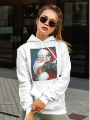 Толстовка жіноча худі з новорічним принтом Santa Claus (Санта Клаус) - 2111