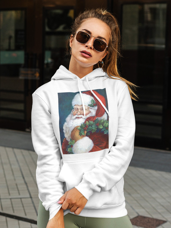 Толстовка жіноча худі з новорічним принтом Santa Claus (Санта Клаус) - 2111