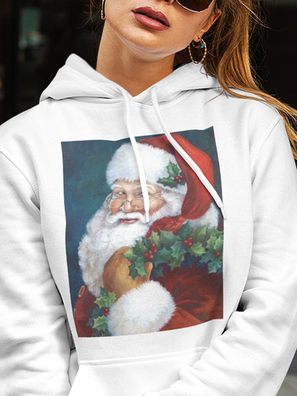 Толстовка жіноча худі з новорічним принтом Santa Claus (Санта Клаус) - 2111