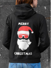 Толстовка жіноча худі з новорічним принтом Santa Clause Hipster (Санта Клаус Хіпстер) - 2112