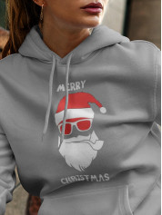Толстовка жіноча худі з новорічним принтом Santa Clause Hipster (Санта Клаус Хіпстер) - 2112