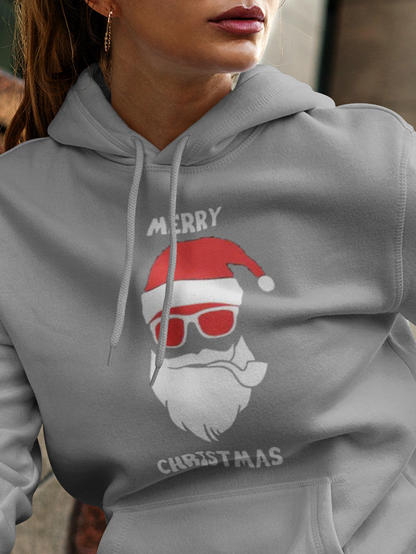 Толстовка жіноча худі з новорічним принтом Santa Clause Hipster (Санта Клаус Хіпстер) - 2112
