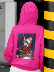 Толстовка жіноча худі з новорічним принтом Санта рок гітарист - 211201