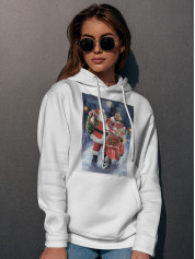 Толстовка жіноча худі з новорічним принтом Санта Клаус з подарунками - 211202