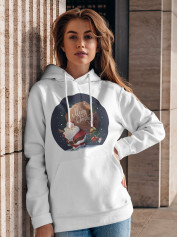 Толстовка жіноча худі з новорічним принтом Santa with gifts (Санта з подарунками) - 2113