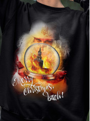 Світшот жіночий з новорічним принтом Merry Christmas - santa