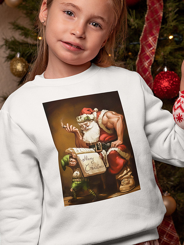 Світшот дитячий з новорічним принтом Bodybuilder Santa (Бодібілдер Санта) - 2101