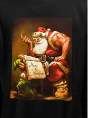 Свитшот мужской с новогодним принтом Bodybuilder Santa (Бодибилдер Санта) - 2101
