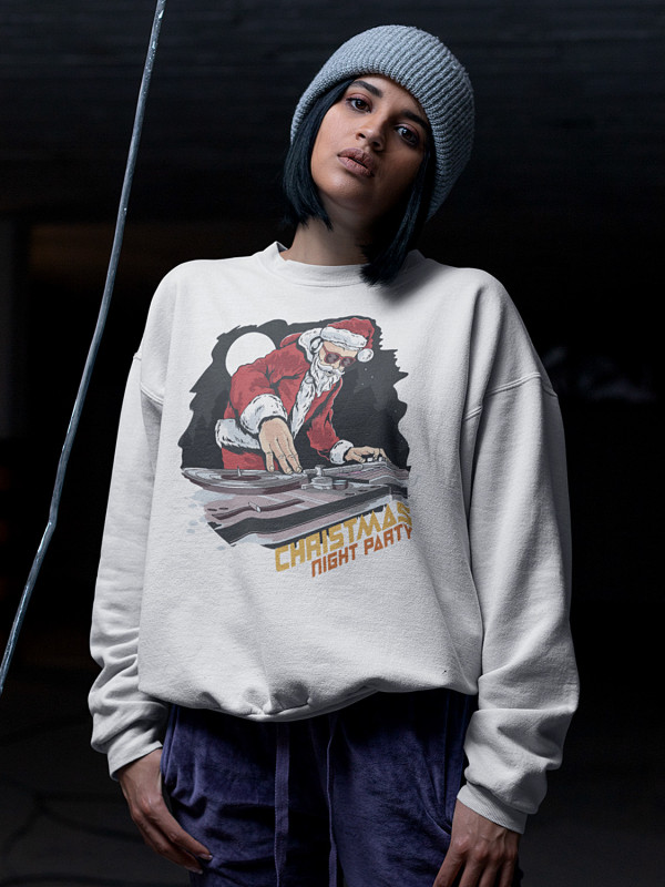 Світшот жіночий з новорічним принтом Christmas night party (Різдвяна вечірка) - 2102