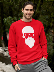 Свитшот мужской с новогодним принтом Hipster Santa (Хипстер Санта) - 2105