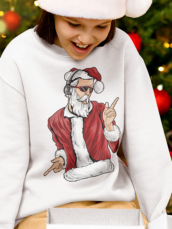 Світшот дитячий з новорічним принтом Santa and music (Санта та музика) - 2109