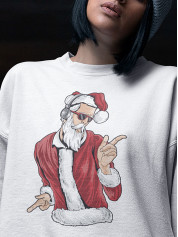 Світшот жіночий з новорічним принтом Santa and music (Санта та музика) - 2109