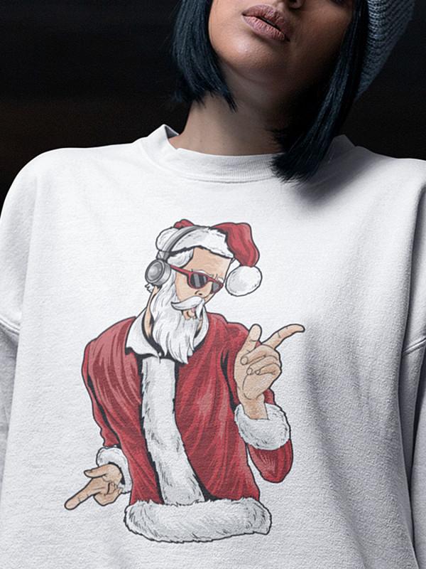 Світшот жіночий з новорічним принтом Santa and music (Санта та музика) - 2109