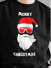 Свитшот мужской с новогодним принтом Santa Clause Hipster (Санта Клаус Хипстер) - 2112