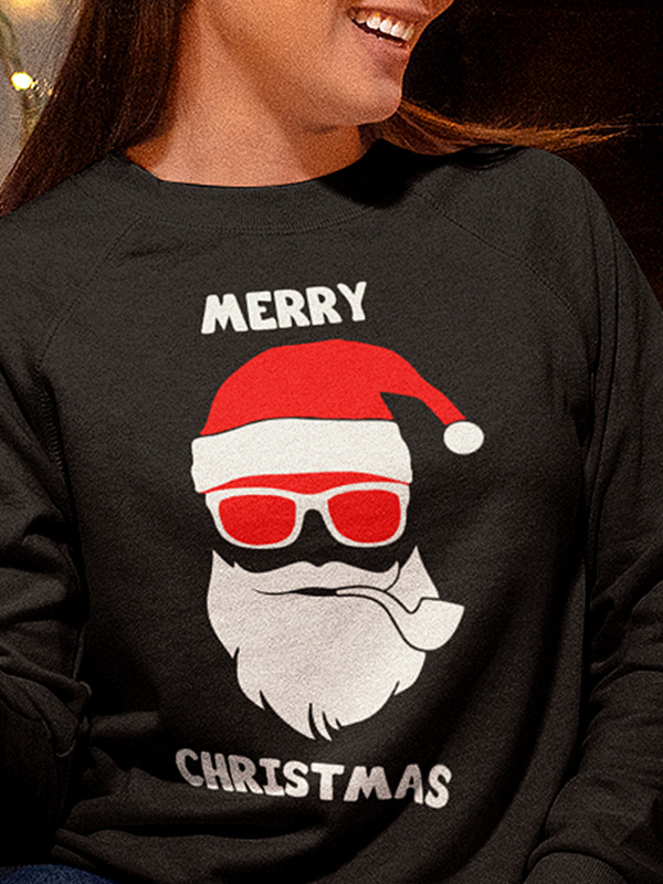 Світшот жіночий з новорічним принтом Santa Clause Hipster (Санта Клаус Хіпстер) - 2112