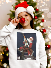 Світшот дитячий з новорічним принтом Санта рок гітарист - 211201