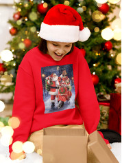 Світшот дитячий з новорічним принтом Санта Клаус з подарунками - 211202