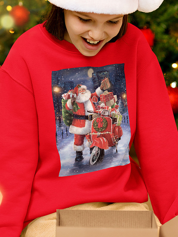 Світшот дитячий з новорічним принтом Санта Клаус з подарунками - 211202