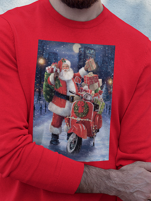 Світшот чоловічий з новорічним принтом Санта Клаус з подарунками - 211202
