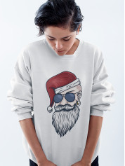 Світшот жіночий з новорічним принтом Санта хіпстер - 211205