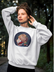 Світшот жіночий з новорічним принтом Santa with gifts (Санта з подарунками) - 2113