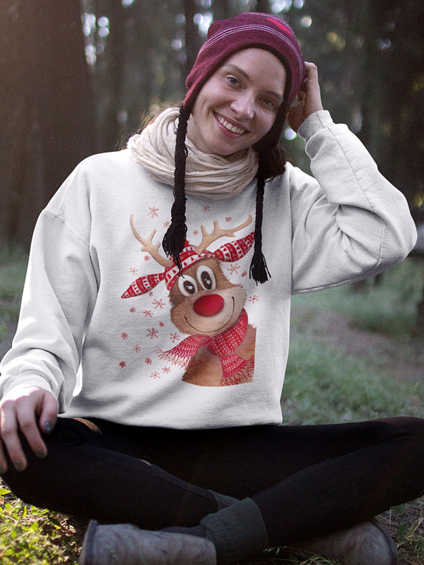 Світшот жіночий з новорічним принтом Різдвяний олень - 2117