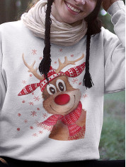 Світшот жіночий з новорічним принтом Різдвяний олень - 2117