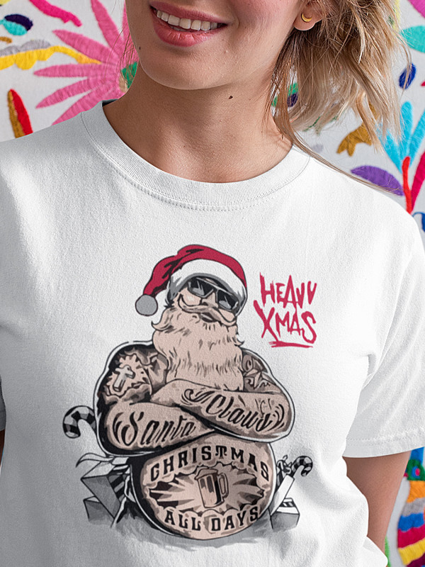 Футболка жіноча з новорічним принтом Heavy Christmas (Потужне Різдво) (2104)