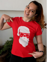 Футболка жіноча з новорічним принтом Hipster Santa (Хіпстер Санта) (2105)