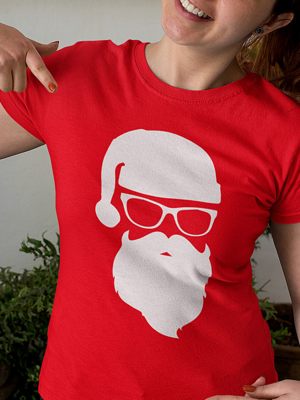Футболка жіноча з новорічним принтом Hipster Santa (Хіпстер Санта) (2105)