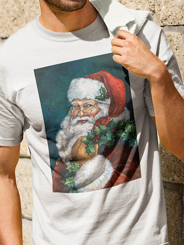Футболка мужская с новогодним принтом Santa Claus (Санта Клаус) (2111)