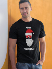 Футболка чоловіча з новорічним принтом Santa Clause Hipster (Санта Клаус Хіпстер) (2112)