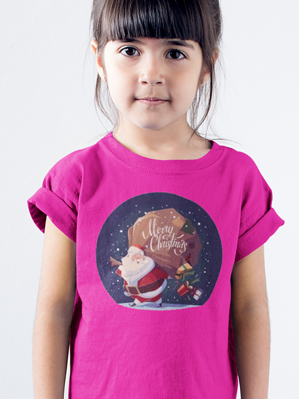 Футболка дитяча з новорічним принтом Santa with gifts (Санта з подарунками) (2113)