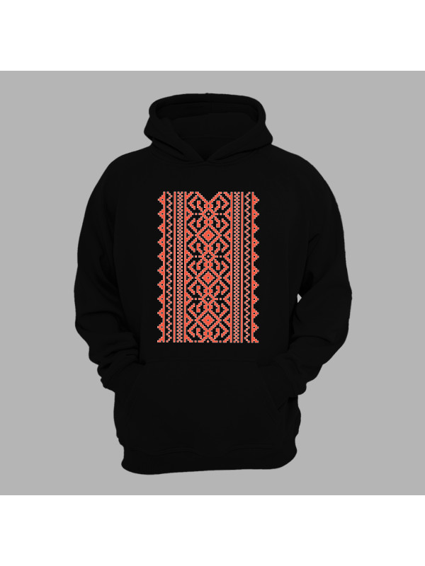 Худи с патриотическим принтом "Красная вышиванка ромбиком" (011101)