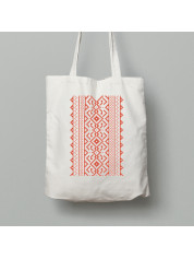 Екосумка шопер з бавовни 38х40см з патріотичним принтом "Червона вишиванка ромбиком" (011101)