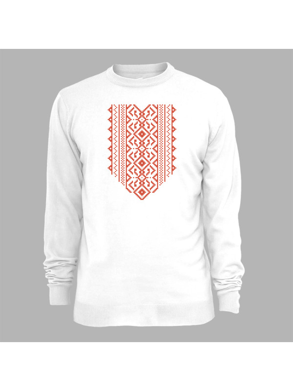 Світшот з патріотичним принтом "Червона вишиванка п'ятикутний ромб" (011102)