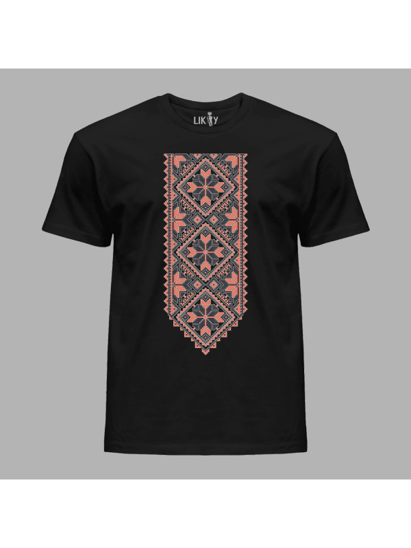 Футболка чоловіча з патріотичним принтом "Вишиванка хрестики у квадраті" (011104)