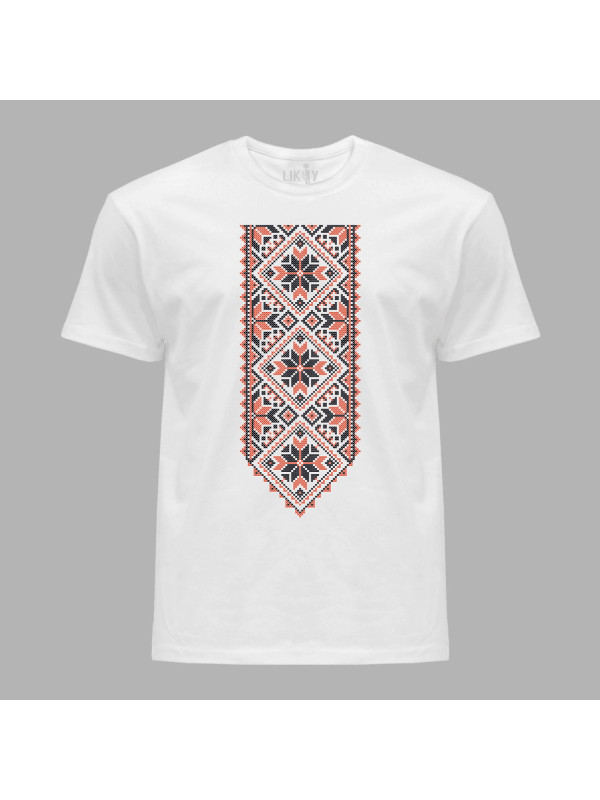 Футболка чоловіча з патріотичним принтом "Вишиванка хрестики у квадраті" (011104)