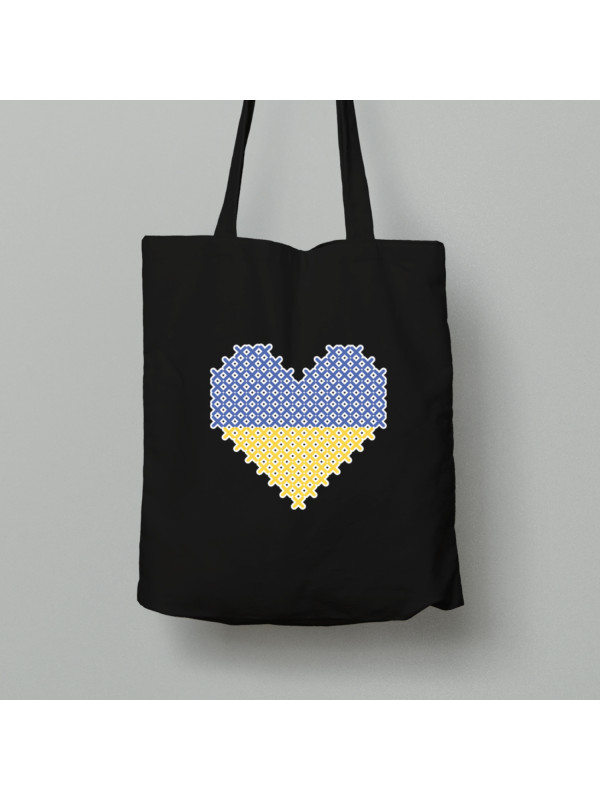 Екосумка шопер з бавовни 38х40см з патріотичним принтом "Українське серце" (011111)