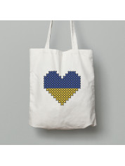 Екосумка шопер з бавовни 38х40см з патріотичним принтом "Українське серце" (011111)