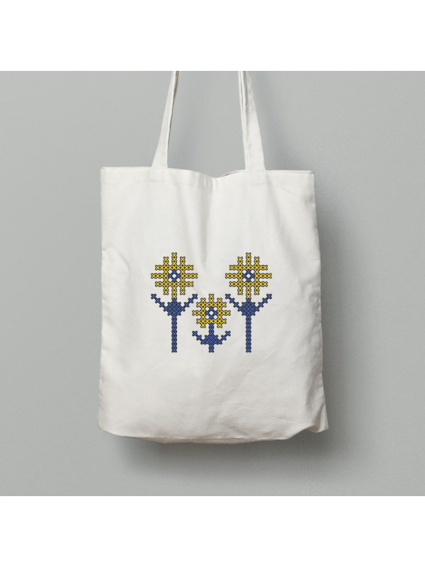 Екосумка шопер з бавовни 38х40см з патріотичним принтом "Українські соняхи" (011112)